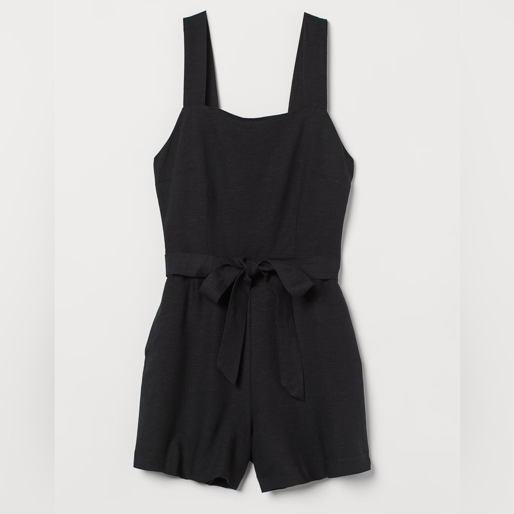 Black Linen Romper / Playsuit